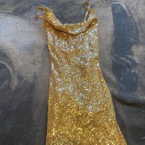 Glitter Gold Mini Dress